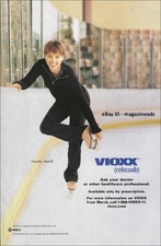 vintage VIOXX by Merck 1-Page PRINT AD 2002 iconic skater DOROTHY HAMILL on ice