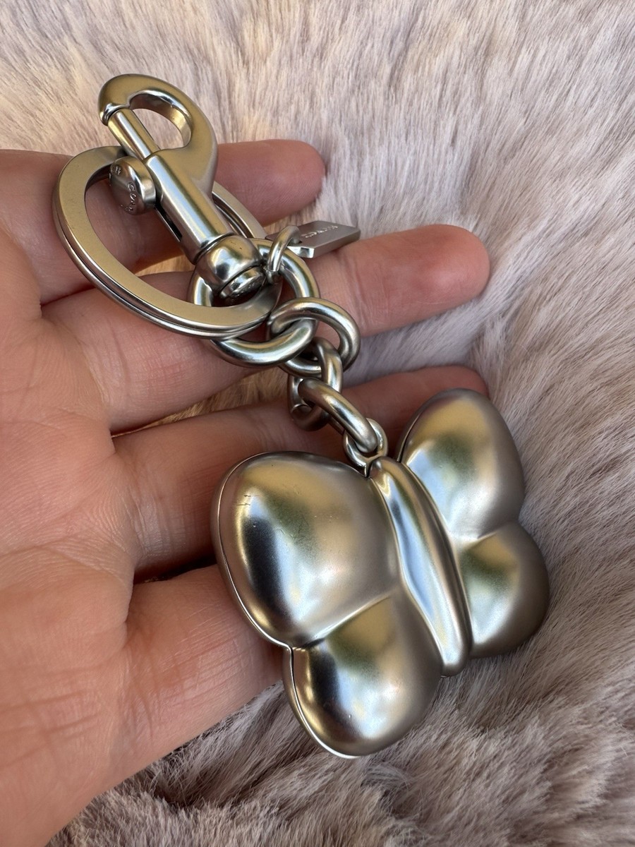 Coach Butterfly Silver 3D Bag Charm Keychain Fob Holder CH842