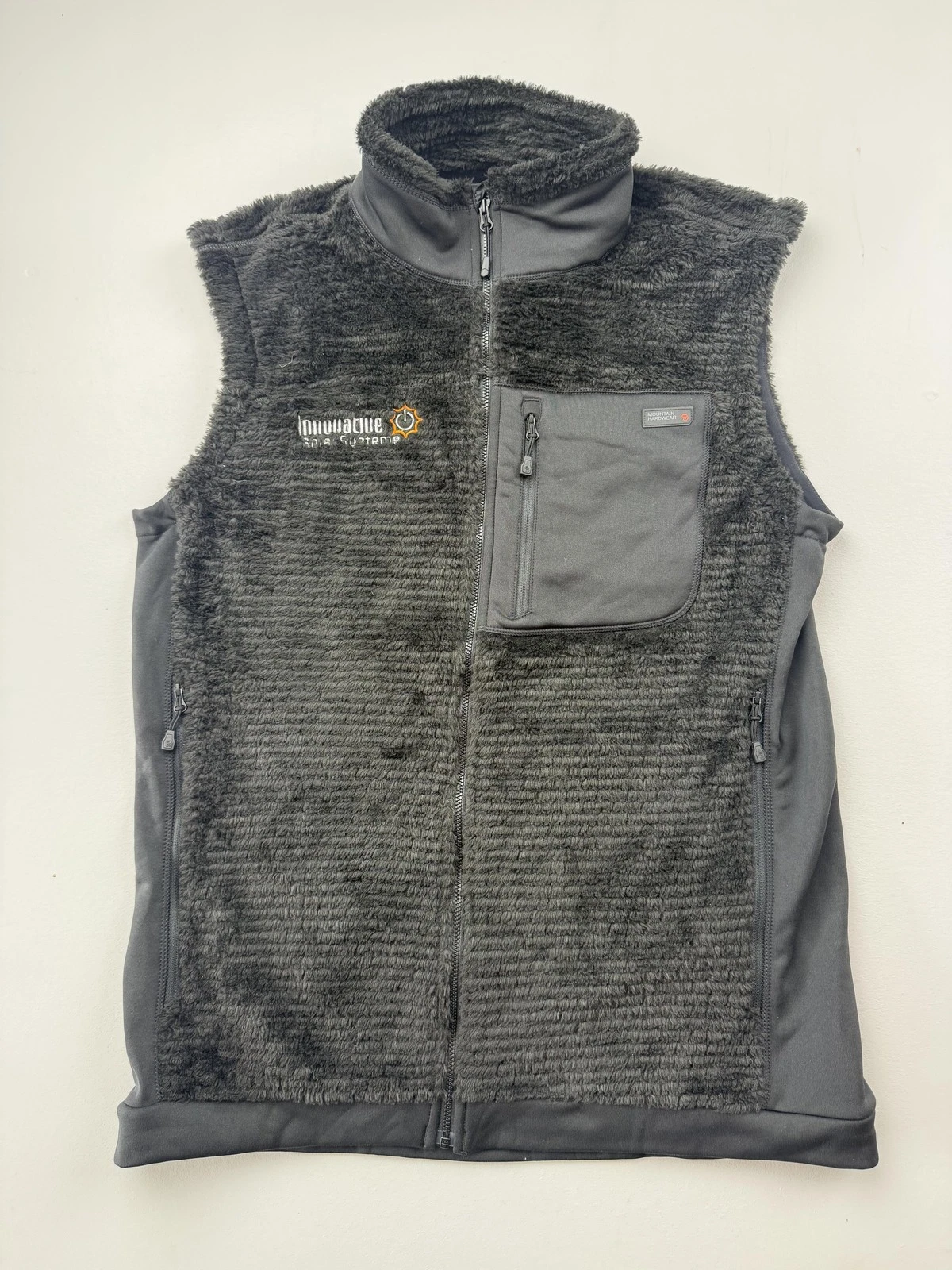 Mountain Hardwear Vest Mens Large Gray Fleece Full Zip Pockets Outdoor Hiking