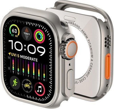 3 in 1 Metal Case for Apple Watch Series 9/8/7 45mm Rugged Bumper Protector