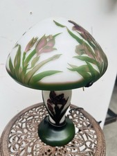 Pilzlampe Lampe Jugendstil Tischlampe signiert ge&auml;tztes Glas &Uuml;berfangglas Lampe