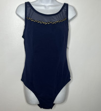 Jantzen One Piece Swim Suit sz 20 Navy Blue Cut Out Back Round Neck NEW CA28