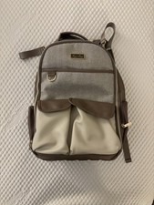 Itzy Ritzy Herringbone Diaper Bag Backpack Brown Beige Gray Inner/Outer Pockets