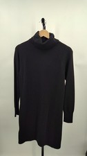 Quince Women Mongolian Cashmere Turtleneck Sweater Dress Black Basic Sleeved S