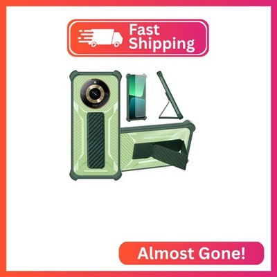 Aroepurt Case for Realme 11 Phone Case Stand Cover [with Tempered Glass Screen P