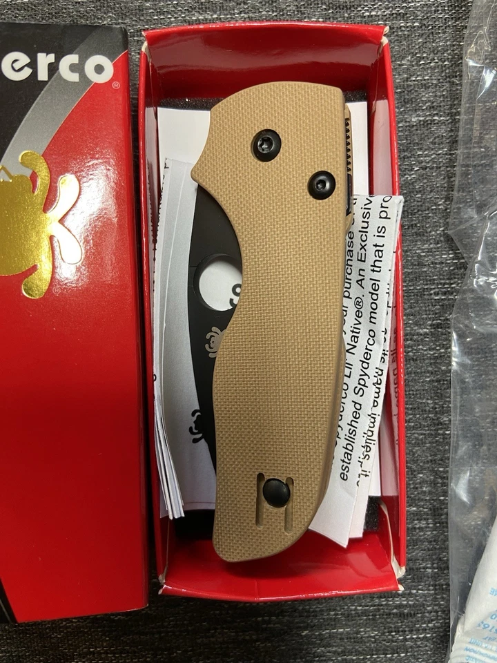 🔥🦂Spyderco REC Exclusivo Lil Nativo Coyote Marrón G10 Negro DLC 10V Escorpión📬 Foto 3 de 4