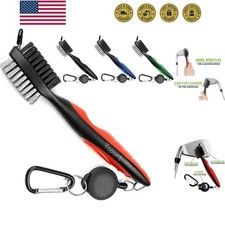 Golf Club Brush and Club Groove Cleaner 2 Ft Retractable Zip-line Aluminum Ca...