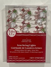 ASHLAND CHRISTMAS SNOWMAN 18 WHITE MINI LED STRING LIGHTS 5.6  BATTERY TIMER