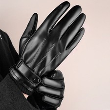 Unisex Leather Winter Warm Gloves Outdoor Windproof Soft Gloves Cycling Skiing