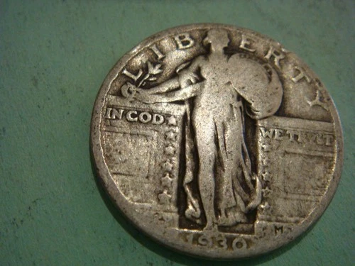 Below Melt 1930 P Standing Liberty Quarter album filler actual coin in photo
