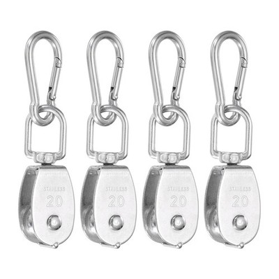 M20 Single Pulley Block, (Loading 70KG)(4Set), Stainless Steel Swivel Rigging