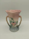 Vintage Hull USA Pottery Wildflower Vase Double Handle 1940s Yellow Floral 5.5"