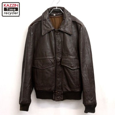 Vintage A-2 Leather Flight Jacket Men M Brown Used 70s Bomber Coat