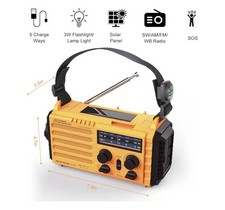 Raynic Emergency Radio, 5000mAh/18500mWh Weather Radio, Solar Hand Crank Radio
