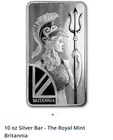 10oz U.K. Royal Mint Britannia Silver Bar .999 Fine Sealed In Hard Case