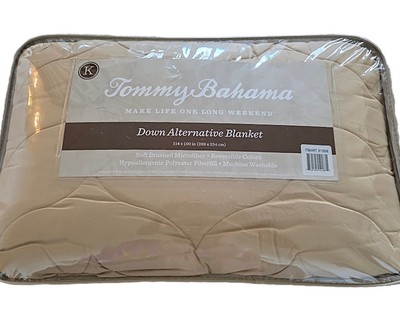 TOMMY BAHAMA KG 114  x 100  DOWN ALTERNATIVE BLANKET QUILT, BRUSHED MICROFIBER