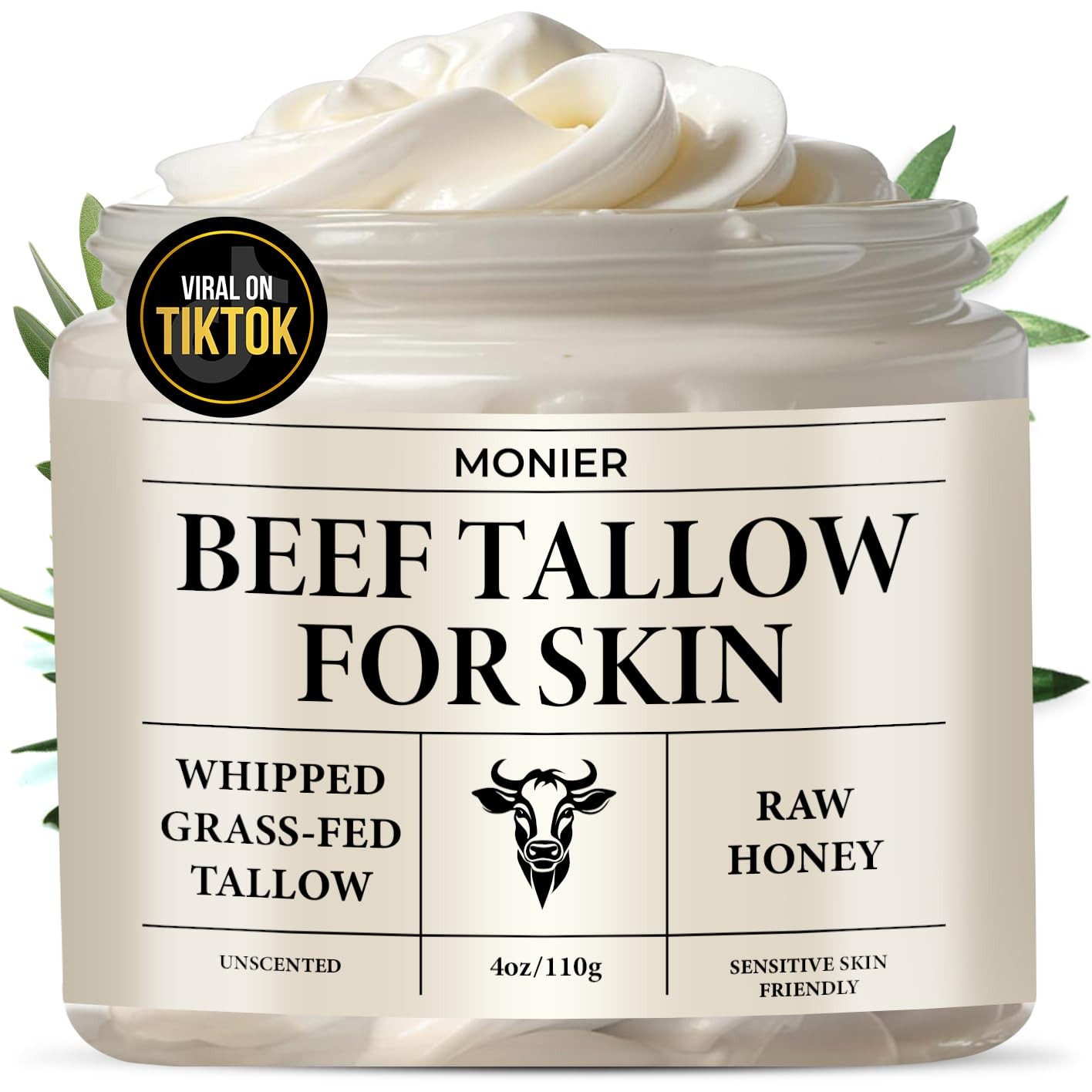 MONIER Whipped Beef Tallow Balm with Honey for Face & Skin Moisturizer