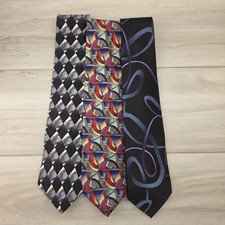 J. Garcia Men's Multicolor Silk Ties 3 Piece Lot Designer Abstract Art