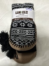 New Mike Lukas EES Women  s Slipper Socks Cozy Lining Slip Resident Sz L/XL 8-10