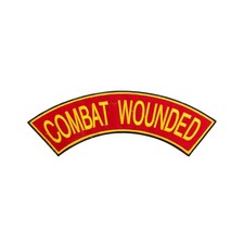 COMBAT WOUNDED Embroidered Rocker Patch - Red & Yellow Biker Top Rocker