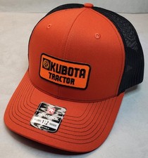 Kubota Tractor Emb. Patch on Richardson 112 Trucker Hat Snapback Orange/Black