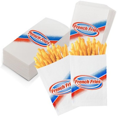 MT Products White Paper French Fries Bags 5.5'' x 8'' - Pack of 100