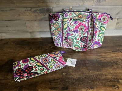 Vera Bradley Retired Vivalaver Shoulder Bag and Wallet Bundle 