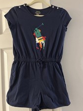 Polo Ralph Lauren Girls Navy Blue Romper Size L 12-14