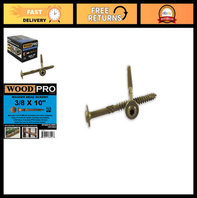 3/8'' x 10'' Exterior Wood Screws, Round Washer Head, 25-Pack, Gold Finish