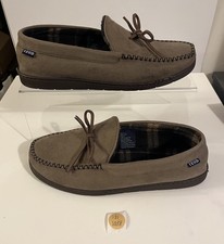 Izod Men's Brown Moccasin Classic Slipper, Warm Soft Slip-On- XL 11-12