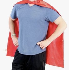 2 Red Superhero Capes Adult Unisex One Size vel cro Closure