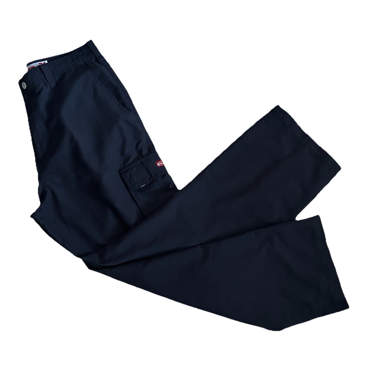 Vintage Quiksilver Men’s Logo Cargo Baggy Pants Skate Lightweight Black Sz 34
