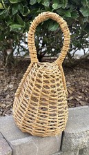 Vintage RARE Rattan Maracas Caxixi Instrument Seed Basket Woven Boho Wall Decor