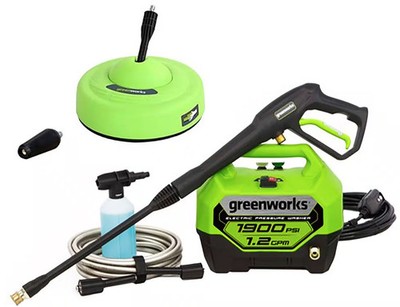 Greenworks 1900 PSI GPM Electric Pressure Washer Combo Kit Green 