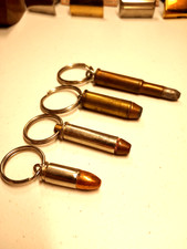 Vintage 4 Pc Real Bullet Keychain Lot 9MM 357 Mag 44 Mag 303 SAV