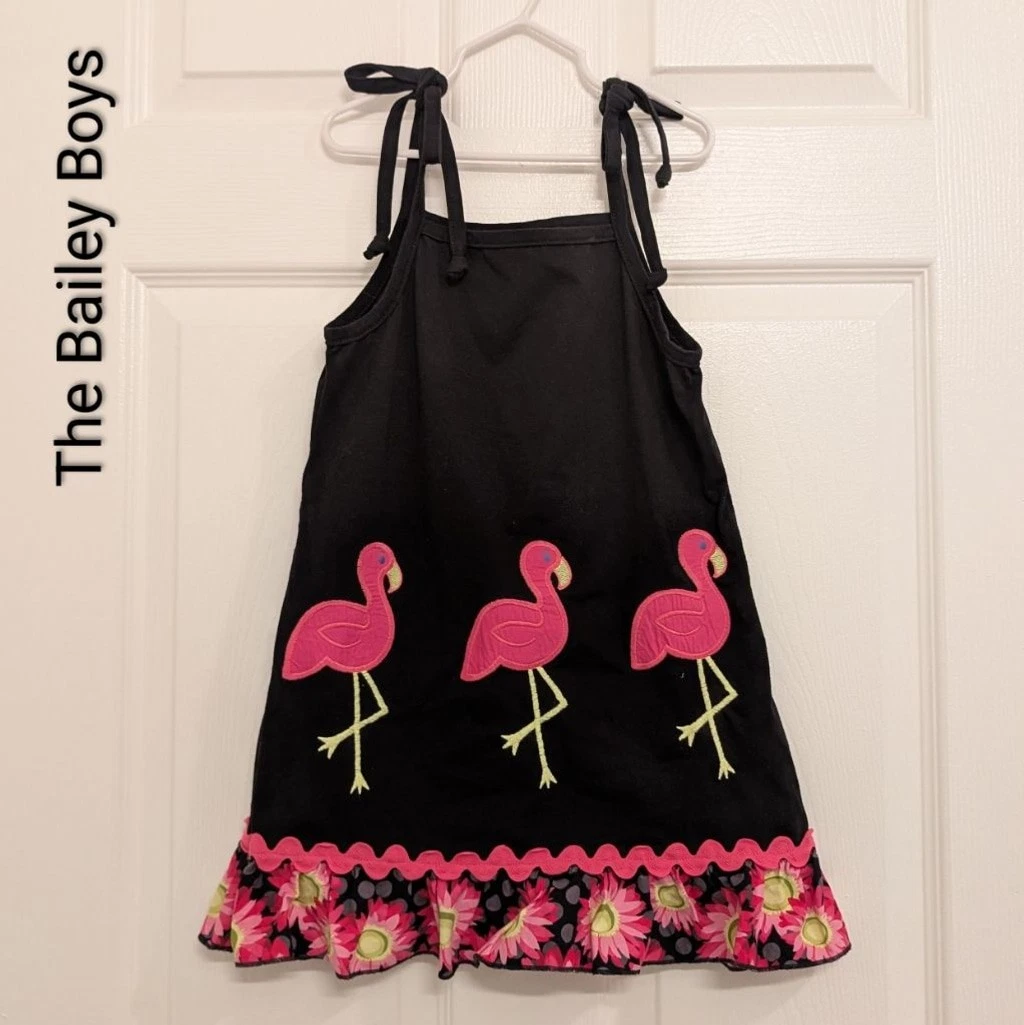 Black Bikini With Rose Appliqué Tie Straps on