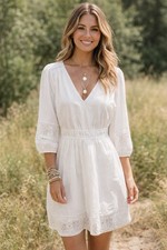 NWT GAP White Cotton🤍 Embroidered Blouson Street Dress- Medium- Cottagecore