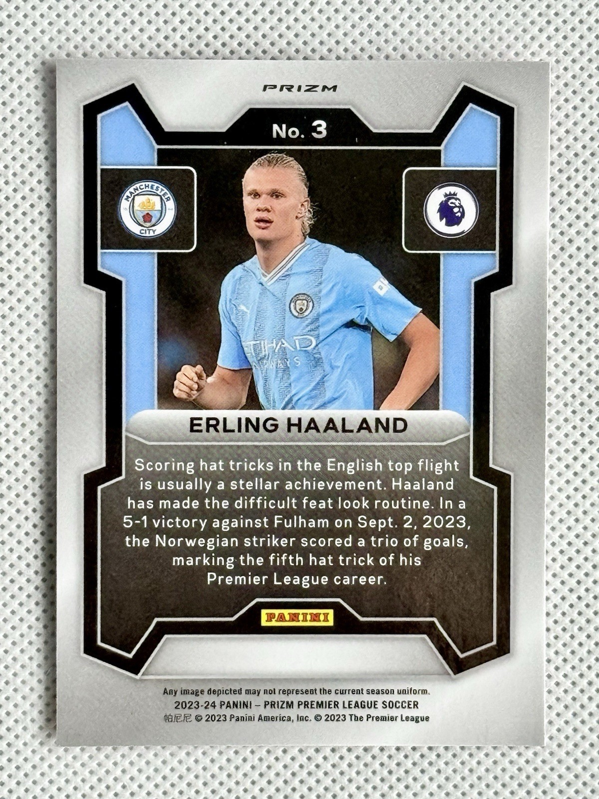 Erling Haaland Panini Prizm Premier League 2023-24 Red Mosaic Prizm #3 EH2 view 2