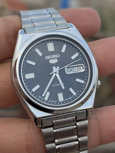 Seiko 5 Automatic Black Dial 7009 Day/Date Vintage Men's Watch