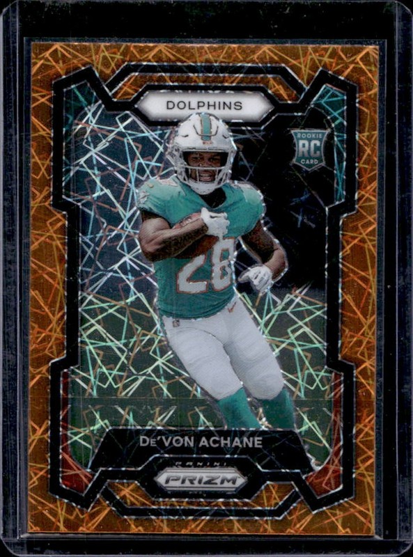 2023 Panini Prizm De'Von Achane RC Lazer Rookie #365 Dolphins