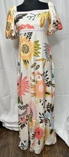 Alemais Look a Like Vibrate Bright Print Linen Blend Maxi Dress M