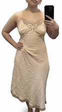 VTG 60s Accolade Barbizon Silk Champagne Pink Slip Nightgown Lace Lingerie READ