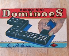 Vintage Double Nine Wooden Dragon Design DOMINOES Set No. 920 By Halsam 1970's
