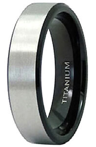 Black Plated Beveled TITANIUM RING BAND with Accent Grooves size 12 in Gift Box 