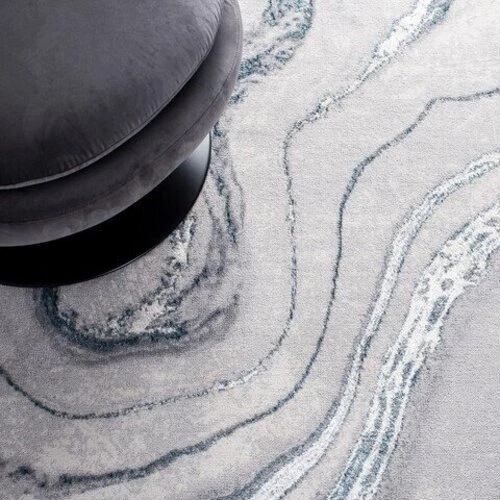 Contemporary Modern Abstract Gray Blue Polyester Area Rug **FREE SHIPPING** - Picture 5 of 25
