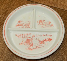 ANTIQUE VINTAGE VITROCK MILK GLASS LITTLE BO PEEP DIVIDED BABY/CHILD'S BOWL