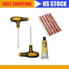Car Tubeless Tyre Tire Puncture Repair Plug Kit Needle Patch Fix Tools