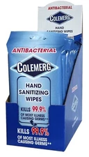 One Pallet of 100 Boxes COLEMERG wet hand wipes.  Each Box contains 3 individual
