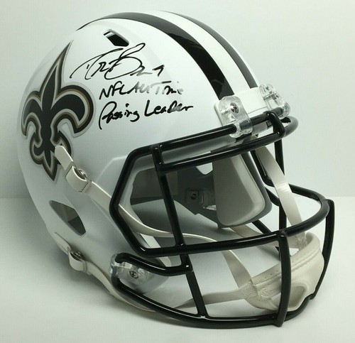 Drew Brees Signed F/S Flat White Saints Helmet "NFL All Time Passing Leader" BAS - Picture 6 of 10