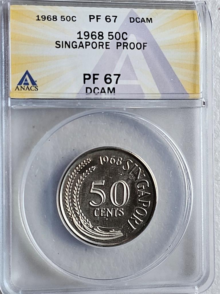 Singapore 50 Cents 1968 ANACS PF 67 DCAM